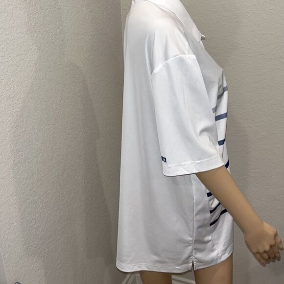 Adidas White and Blue Striped Men's Shirt - Picture 2 of 6